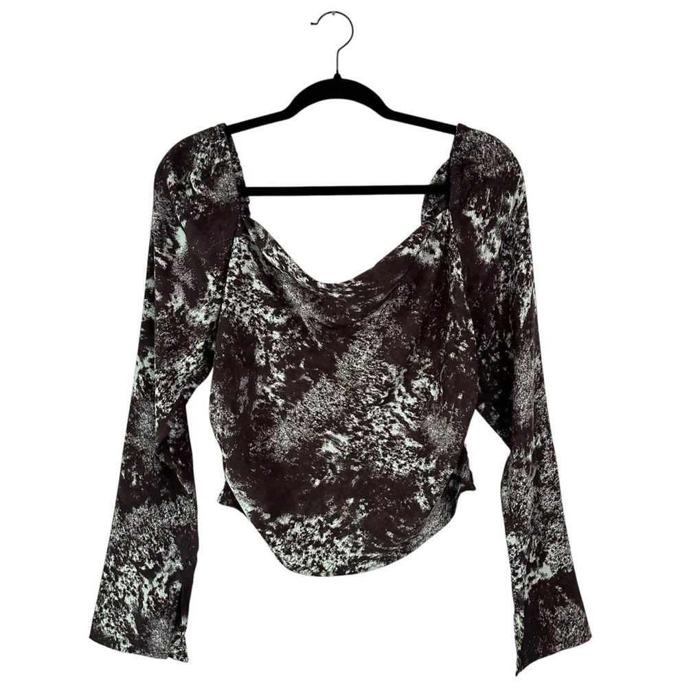 Open Edit Drape Front Long Sleeve Blouse‎ Size Medium